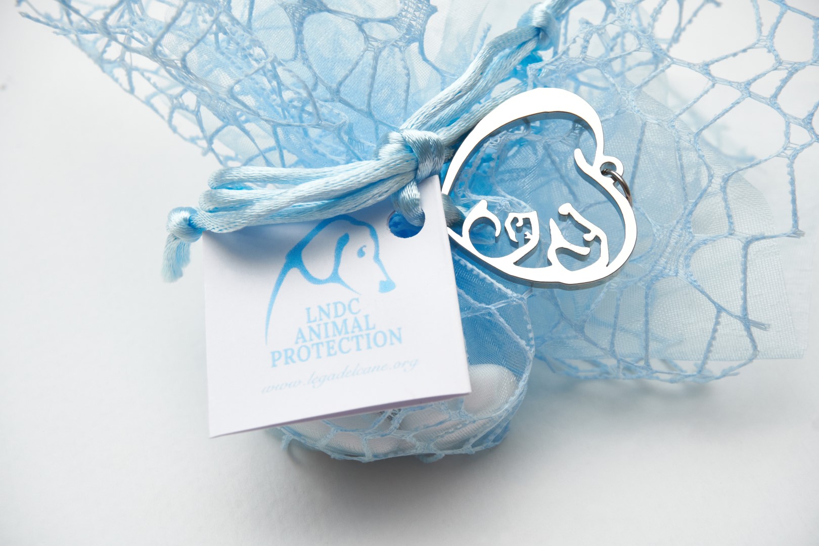 LNDC Bomboniere Sacchetti velo e tulle - Ciondolo cuore